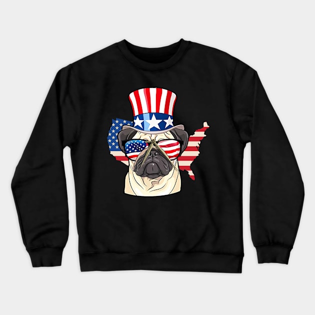 Patriotic Pug Dog Lover Flag Colors 4th of July Tank Top Crewneck Sweatshirt by Kaileymahoney